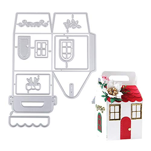 VINFUTUR Stanzschablone 3D Haus Form, Metall Prägeschablonen Stanzmaschine Stanzformen Schablonen Schneiden für DIY Weihnachten Hochzeit Geburtstag Geschenkbox Scrapbooking Deko Haus Cutting Dies von VINFUTUR