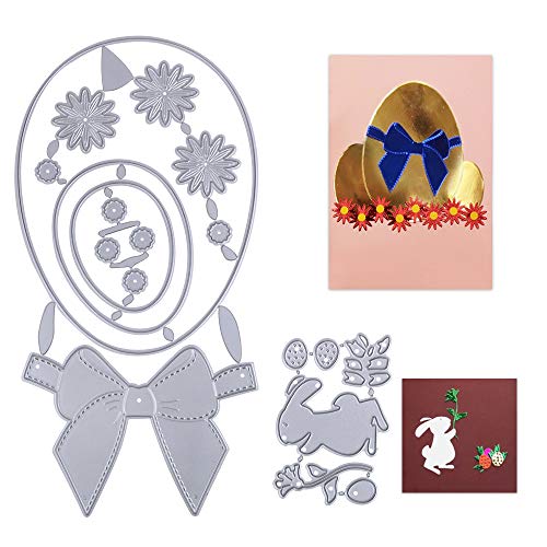 VINFUTUR Stanzschablonen Ostern Prägeschablonen Osterei und Osterhasen Metall Stanzformen Schablonen Schneiden für DIY Grußkarte Scrapbooking Sammelalbum Fotoalbum Deko Easter egg Rabbit Cutting Dies von VINFUTUR