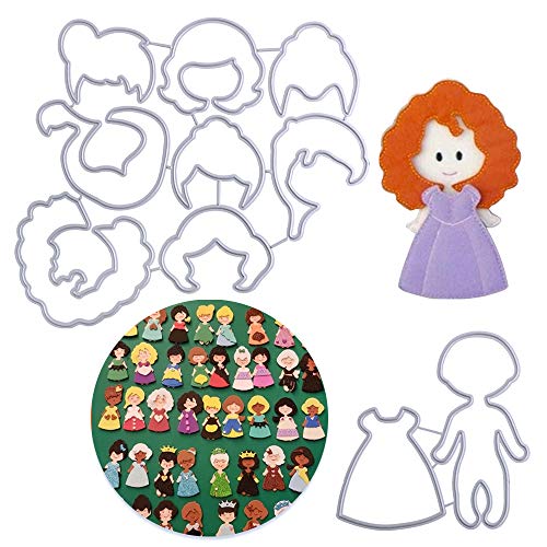 VINFUTUR Stanzschablonen Prinzessin Mädchen Prägeschablonen Metall Stanzformen für DIY Karte Sammelalbum Scrapbooking Fotoalbum Deko Cutting Dies von VINFUTUR