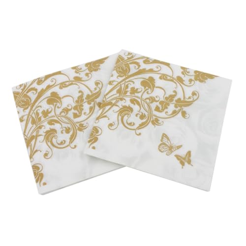 VINTORKY 20 Stk Tischservietten hellblaue Servietten Hochzeitsservietten grüne Papierservietten papiertischdecke Servietten für Teeparty Servietten Tee Tischset bedruckte Serviette Golden von VINTORKY