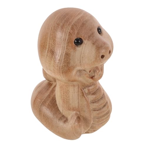 VINTORKY 2025 Schlangenholzornamente Holzhandwerk Tierfigur Holzschlangenmodell Feng-Shui-Schlangenstatue Feng Shui Tierdekor Schnitzornamente aus Holz Schlangenspielzeug aus Holz Beige von VINTORKY