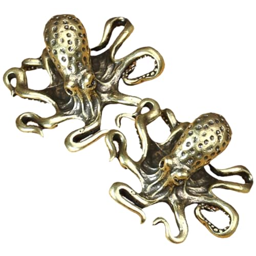 VINTORKY 2St Oktopus-Verzierung bastelzeug zeltstangen Tierfigur tischdeko esstisch Auto Dekoration Aquarium Oktopus Wandtattoo Teehaustier kreative kupferverzierung Messing-Handwerksdekor von VINTORKY