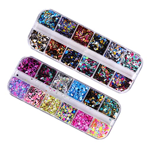 VINTORKY 3 Boxen Ultra Dünne Nagelkunst Glitter Mini Sequins Pailletten Bunte Runde Nageldekorationen Für Damen 36 Farben 12 Farben Pro Box Nail Flakes Nagel Dekoration Nagel von VINTORKY