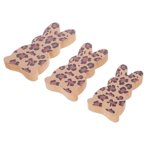 VINTORKY 3St Kaninchen-Verzierung Hasenfiguren Bunny Easter Decoration eincremehilfe dekoringe Einhorn-Aufkleber Hühnerspielzeug Plüsch Küken Osterhase Tischdeko zu Ostern MDF Leopard von VINTORKY