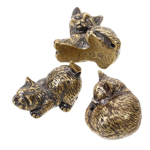 VINTORKY 3st Messing-kätzchen-Ornament Messingkatze Messingverzierungen Katzenfiguren Tierstatue Aus Messing Dekoration in Katzenform Dekoratives Katzendekor Katze Modellierung Dekor von VINTORKY