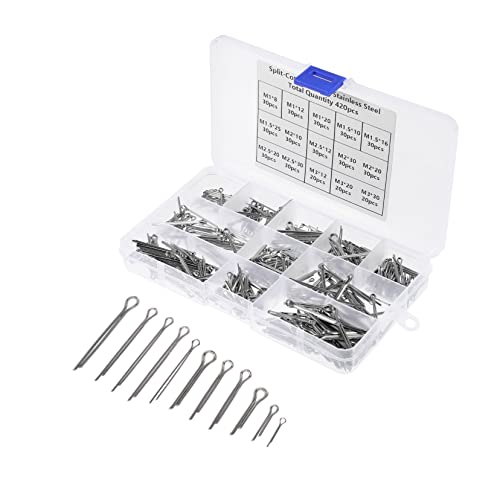 VINTORKY 420 Stück 304 Splintkarte Splintclips Planke -kit Anhängerkupplung Clips Schlösser -sortiment-kit Kupplungsstift Platte Riegel Verdrahtung Zange Edelstahl 304 Silver von VINTORKY