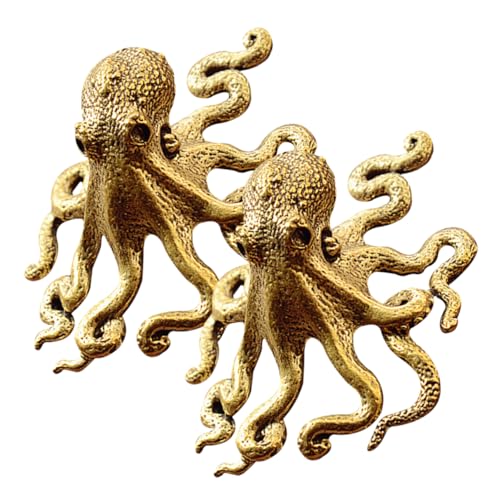 VINTORKY Geschenke 2st Oktopus Antiquitäten Krake Wütender Oktopus Tierdekoration Aus Metall Gartenkunst Aus Metall Oktopus-Statue Tierskulptur Aus Metall Oktopus-Geschenke Messing China von VINTORKY