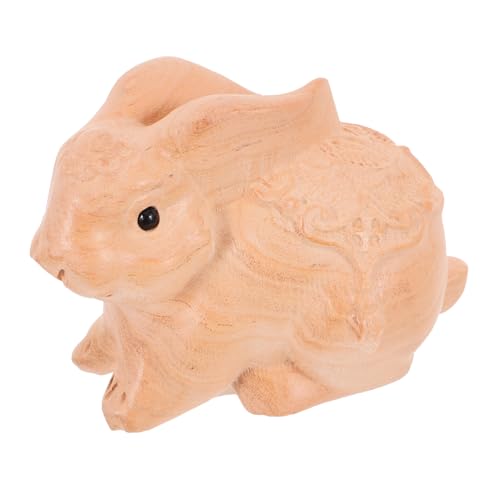 VINTORKY Handgefertigte Hasenskulptur Aus Holz Festival Hasenfigur Für Zuhause Retro Tierornament Für Wohnzimmer Niedlicher Hase Aus Holz von VINTORKY