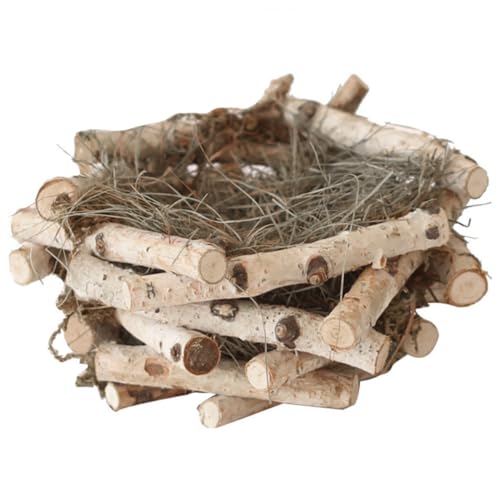 VINTORKY künstlicher Nestschmuck makramee Outdoor outdoordeko Simuliertes Vogelhaus-Ornament Outdoor-Dekoration Hamster Taube Träger Jay Vogelnest im Freien Mikrolandschaftsornament hölzern von VINTORKY