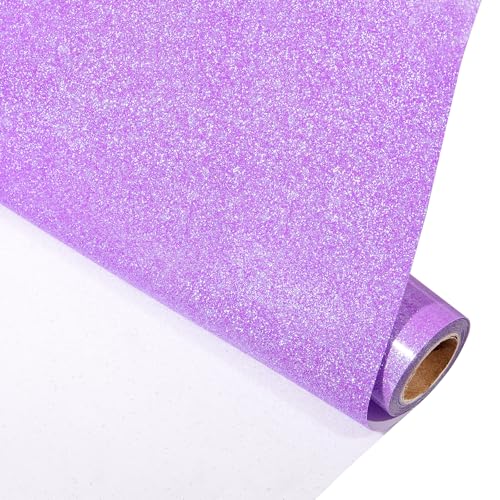 VINYL FROG Glitzer-Wärmetransfer-Vinyl, 25,4 cm x 1,5 m, violettes Glitzer-HTV-Vinyl, zum Aufbügeln für T-Shirts oder andere Stoffe von VINYL FROG