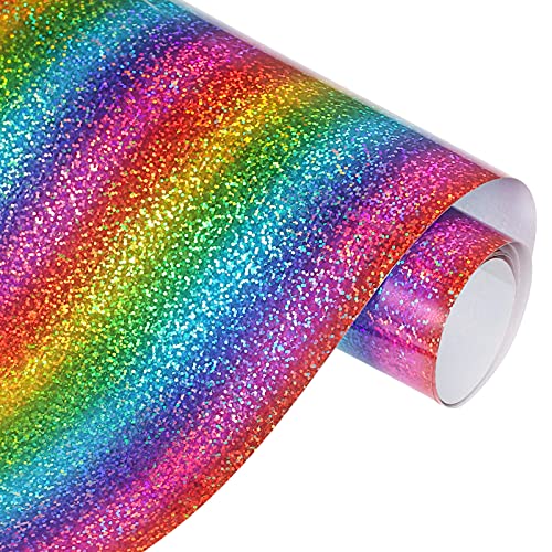 VINYL FROG Holografisches Wärmetransfer-Vinyl, 30,5 cm x 1,5 m, Regenbogenfarben, gemustert, Vinyl, zum Aufbügeln, HTV-Vinyl für DIY-Kleidung und andere Stoffe von VINYL FROG