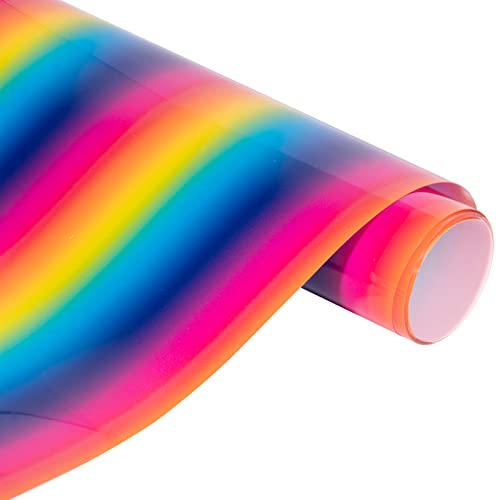 VINYL FROG Thermotransfer-Vinyl, Regenbogenfarben, 30,5 x 183 cm, HTV-Farbverlauf, Vinyl, Polyurethan, für T-Shirts oder Stoffe von VINYL FROG