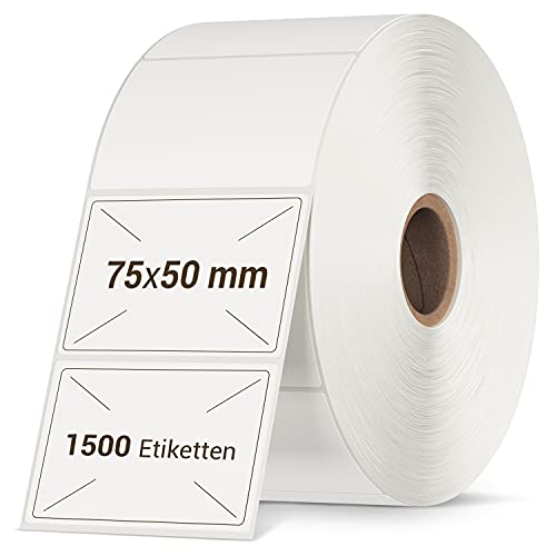 VIOKS Etiketten Selbstklebend 1500x Klebeetiketten zum Beschriften 75x50mm für Labeldrucker DHL Etikettendrucker/Druckerpapier Aufkleber zum Beschriften - Selbstklebende Etiketten zum Beschriften von VIOKS