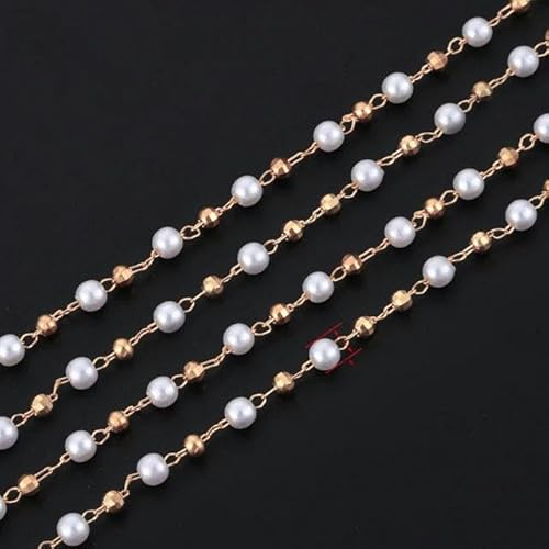 1–10 Meter Kunstperlenkette 3–4,0 mm Perlenkupferketten für handgefertigte Halskettenarmbänder DIY Schmuckherstellungszubehör-S761-10 Meter von VIOLK