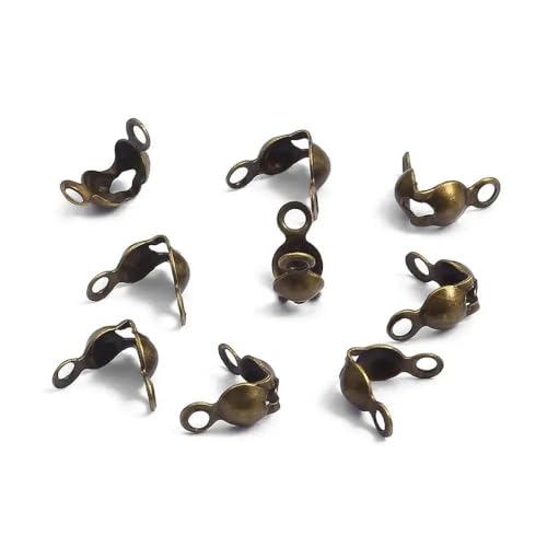 100 Stück Verbinderverschluss 4 x 7 mm Kugelkette Kalotte Endcrimps Perlen Verbinderkomponenten für DIY Schmuckherstellung Zubehör-Bronze von VIOLK