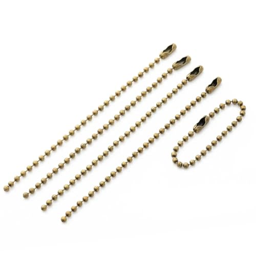 2,4,0 mm Kugelketten-Perlenketten, 50 Stück/Los, 10/12/15 cm Länge, passend für Schlüsselring/Schlüsselanhänger/Puppen/Etiketten, Handanhänger, Anschluss für DIY-Schmuck, Antikbronze, 12 von VIOLK