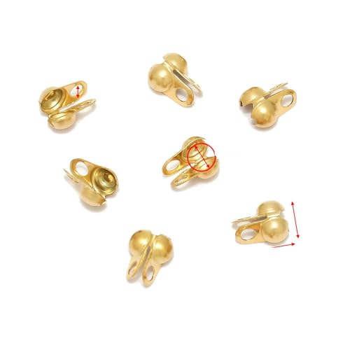 50–100 Stück Goldbeschlag Edelstahl Kugelkette Kalotte Crimps Perlen Verbinder Endverschlüsse für DIY Armband Halskette Herstellung-zy Gold 2mm von VIOLK
