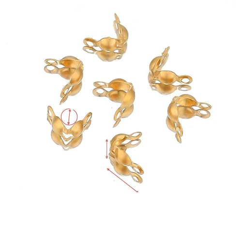 50–100 Stück Goldbeschlag Edelstahl-Kugelkette Kalotten-Quetschperlen Verbinder Endverschlüsse für die Herstellung von DIY-Armbändern und Halsketten-Gold 3,2 mm von VIOLK