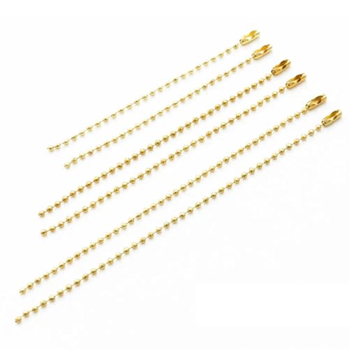 50 Stück/Los 10/12/15 cm 2,4,0 mm Kugelkette Perlenketten passend für Schlüsselring/Schlüsselanhänger/Puppen/Etiketten-Handanhänger-Anschluss DIY-Schmuck-Gold-15 cm von VIOLK