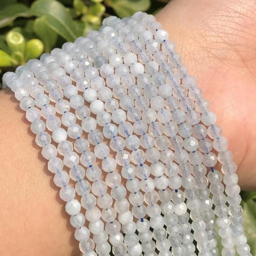 AA Natürliche dunkelblaue Saphirsteinperlen, mikrofacettierte kleine runde lose Perlen für DIY-Schmuckherstellung, Armbandzubehör, 15 Zoll, Aquamarin, 2 mm, 170 Stück von VIOLK