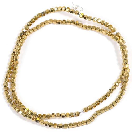 Hämatitperle aus Naturstein, vergoldet, Hämatit-Abstandshalter, lose Perlen zur Schmuckherstellung, DIY-Charm-Armbänder-31 von VIOLK