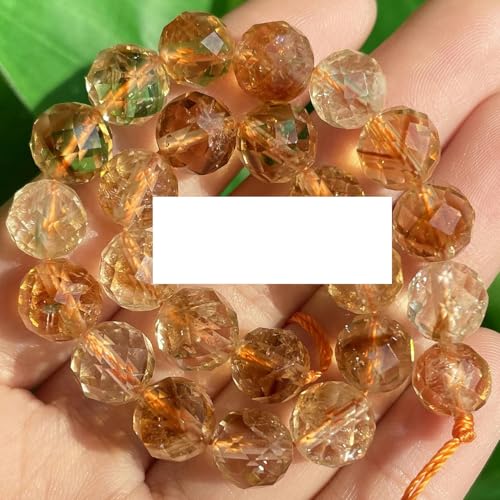 Natürliche gelbe Citrine, echte Steinperlen, facettierte lose Abstandsperlen zur Schmuckherstellung, Armbandzubehör, 6 8 10 mm – 7,5 Zoll – 6 mm von VIOLK