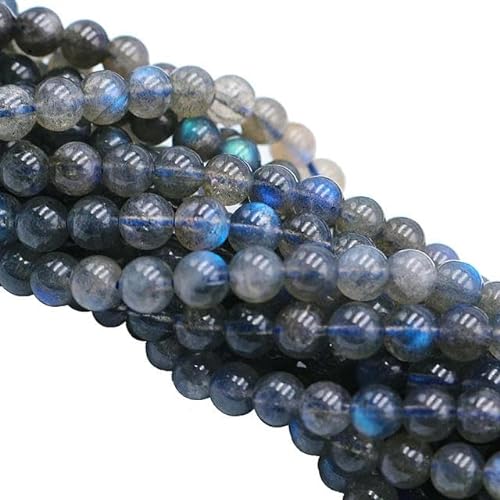 Naturstein, blauer Mondstein, Edelstein, runde lose Perlen zur Schmuckherstellung, DIY-Armband, Halskette – 2A grauer Labradorit – 10 mm, 38 Stück Perlen von VIOLK