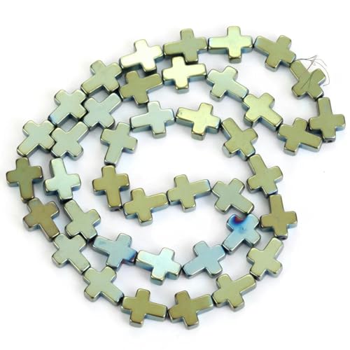 Natursteinperlen, vergoldet und versilbert, bunte Form, Hämatit, lose Abstandsperlen zur Schmuckherstellung, DIY-Charm-Armband, grün, 6 x 8 mm, ca. 46 Stück von VIOLK