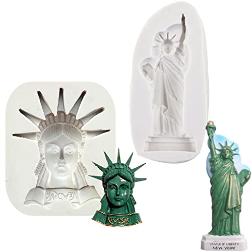 VIONNPPT 2er Set DIY 3D Freiheitsstatue Silikon Schimmel Making Ice Blocks Süßigkeiten Fondant Pralinen Seifen Kuchen Mousse Gelee Kerzen von VIONNPPT