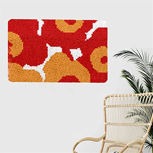 VIONNPPT DIY 3D Bunte Serie Teppich Tapisserie Knüpfteppich Set, Knüpfset Für Kinder Erwachsene, Knüpfset Latch Hook Rug mit Vordruck,Kreativ Wohnkultur (Blumen,60cmx40cm) von VIONNPPT