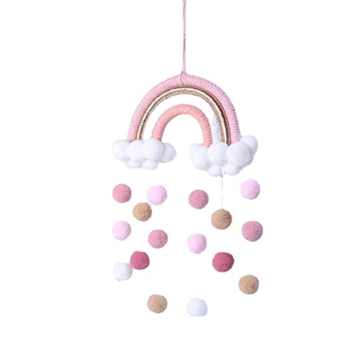 VIONNPPT Makramee Süße Regenbogen Wandbehang, Bunt Zimmer Ornament Anhänger, Wanddekor Kunst für Kinder Mädchen Baby Kinderzimmer Wohnzimmer Schlafzimmer (Rosa) von VIONNPPT