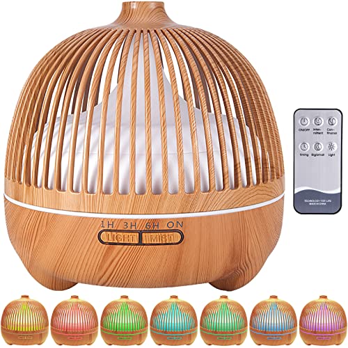 VIPNAJI 550ml Aroma Diffuser für Duftöle, Premium Ultraschall Luftbefeuchter Aromatherapie Öle Diffusor mit 7-farbigem LED-Licht, BPA-Free, 30dB Ultra Leise,mit Timer,Auto-Off,Schlafzimmer, Büro,Spa von VIPNAJI