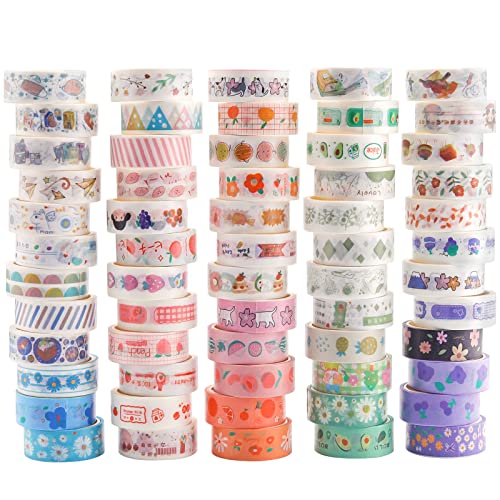 VIPNAJI 60 Rolls Washi Tape Set, Masking Tapes, 15 MM Breite DIY Papier Tape,dekoratives Klebeband zum Basteln, für Scrapbooking DIY Handwerk Bastler verschönert Bullet Journals Planer etc, Bunt von VIPNAJI