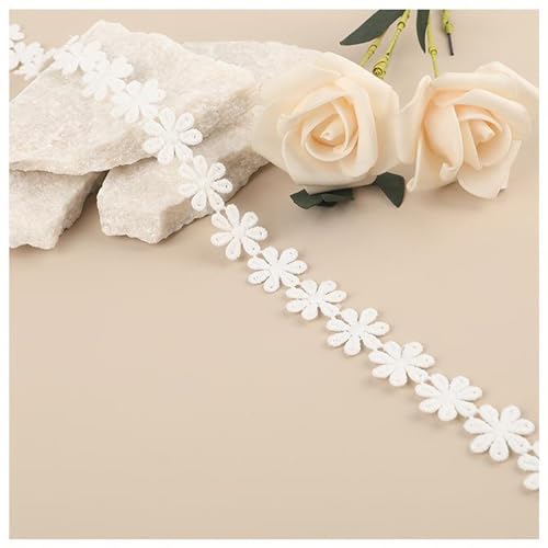 15 Yard Spitzenband Blumen Weiß, 12mm Spitzenborte Dekoband Weiß Stickerei Blumen Dekoband Spitzenborte Häkelband Spitze Borte Spitze-Borten Bänder für Hochzeit Weihnachten Diy Basteln von VIRHWOEA