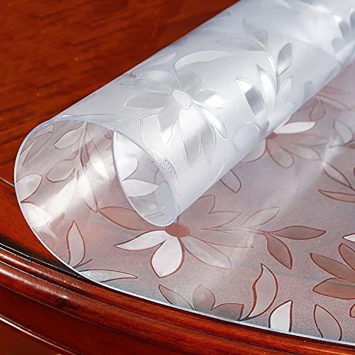 VISZC Tischdecke transparente Glasklar Folie aus PVC -2mm-Runde -Blumen Form -110cmΦ Tischläufer Tischschutz Abwaschbar Schutzfolie Tischfolie wasserdicht von VISZC