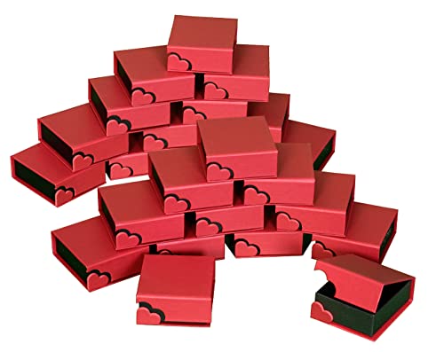 ZIRKONIA Schmuckgeschenkbox- Verschiedene Größen - Organizer Geschenkbox für Ohrringe, Armband, Halskette, Farben Rot und Schwarz mit Glitzer (Anhänger/Armband, 24 Boxen) von VITAL VAC