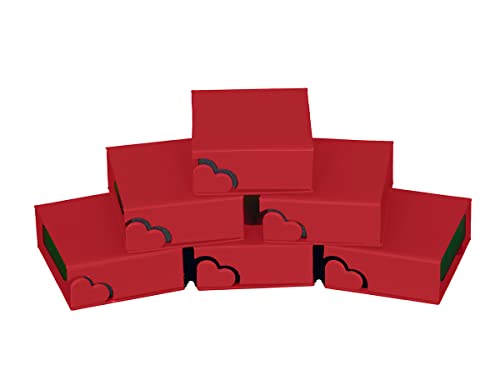 ZIRKONIA Schmuckgeschenkbox- Verschiedene Größen - Organizer Geschenkbox für Ohrringe, Armband, Halskette, Farben rot und schwarz mit Glitzer (Anhänger/Armband, 6 Boxen) von VITAL VAC