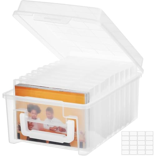 VITEVER Fotoaufbewahrungsbox mit Griff, 14x19cm Fotobox, Foto-Organizer, 10 innere Fotohalter, Fotoboxen, Foto-Organizer aus Kunststoff für Saatgut, Karten, Handwerk, Aufkleber von VITEVER