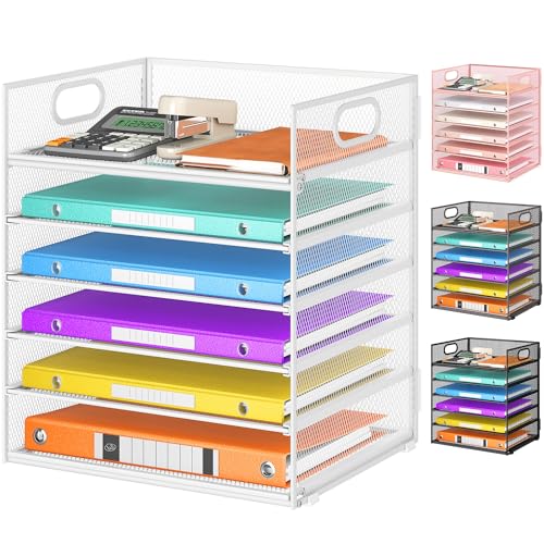 VITVITI Schreibtisch Organizer 6 Tier Briefablage Ablagefächer Büro Organizer Metall Stapelbar Ablagefächer Dokumentenablage Papierablage A4 Büro Akten Papier Dokumente Paper Letter Tray Organiser von VITVITI