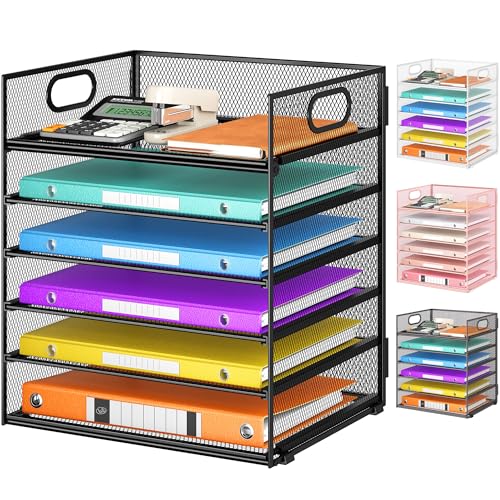 VITVITI Schreibtisch Organizer 6 Tier Briefablage Ablagefächer Büro Organizer Metall Stapelbar Ablagefächer Dokumentenablage Papierablage A4 Büro Akten Papier Dokumente Paper Letter Tray Organiser von VITVITI