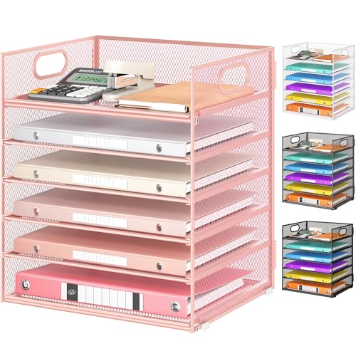 VITVITI Schreibtisch Organizer 6 Tier Briefablage Ablagefächer Büro Organizer Metall Stapelbar Ablagefächer Dokumentenablage Papierablage A4 Büro Akten Papier Dokumente Paper Letter Tray Organiser von VITVITI