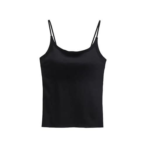 VIVAZYTGH Nahtloses Damen-Camisole mit integriertem BH – Tanktop mit herausnehmbarer Polsterung, bequemer Strickstoff, in 3 Farben erhältlich(Black,L) von VIVAZYTGH