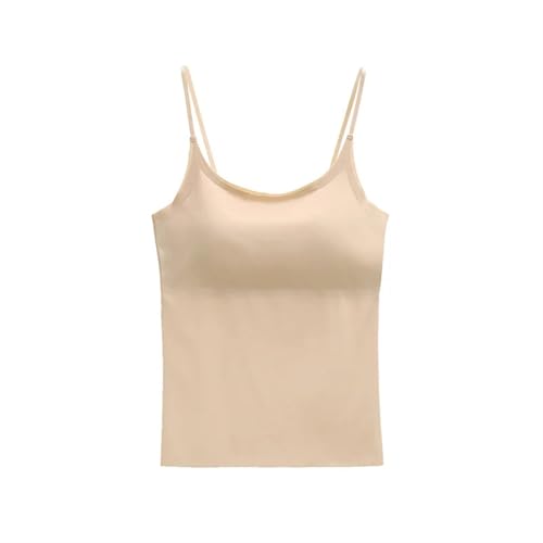 VIVAZYTGH Nahtloses Damen-Camisole mit integriertem BH – Tanktop mit herausnehmbarer Polsterung, bequemer Strickstoff, in 3 Farben erhältlich(Skin Tone,M) von VIVAZYTGH