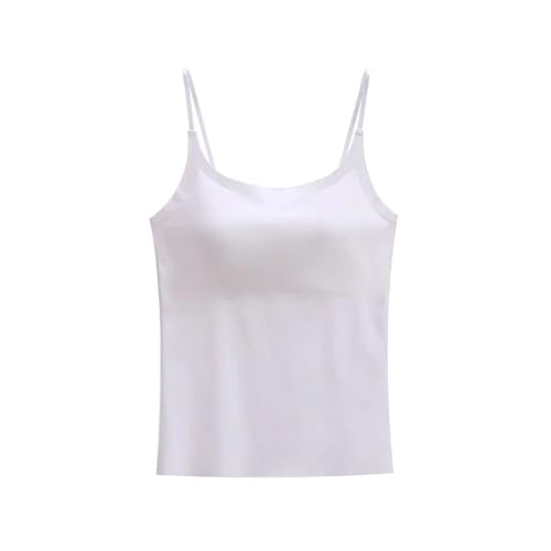 VIVAZYTGH Nahtloses Damen-Camisole mit integriertem BH – Tanktop mit herausnehmbarer Polsterung, bequemer Strickstoff, in 3 Farben erhältlich(White,L) von VIVAZYTGH