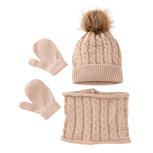 VIVAZYTGH Winter-Set aus Mütze, Schal und Handschuhen aus Baumwolle for Kinder (0–3 Jahre) – 3-teiliges Set aus Warmer Wolle for Jungen und Mädchen(Khaki) von VIVAZYTGH