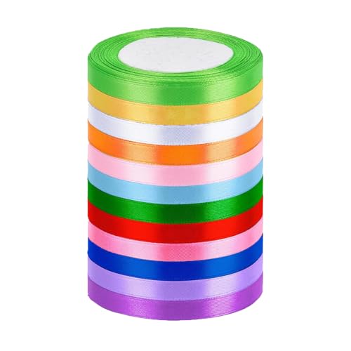 VIVIIHOO Satinband Schleifenband Geschenkband 12 Farben, 10mm x 22m, Polyester Seidenband Stoffband Set für Hochzeit Dekoration, Basteln, Geschenk Verpacken von VIVIIHOO