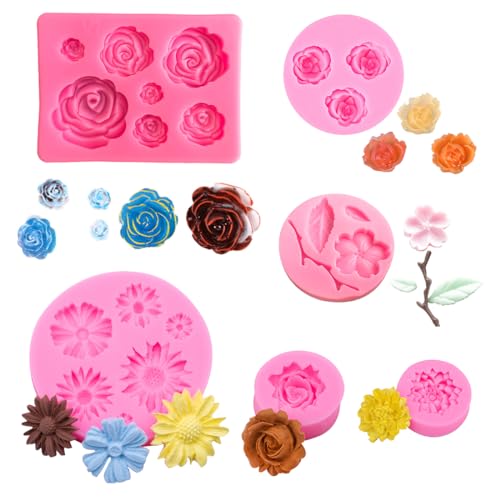 VIVIIHOO Silikonformen Blumen- 6tlg. Backform Set für Kuchen Dekoration, Schokolade, Süßigkeiten & Kerzen - Hitzebeständige &lebensmittelechte Silikon Formen-Antihaftbeschichtet & leicht zu entformen von VIVIIHOO