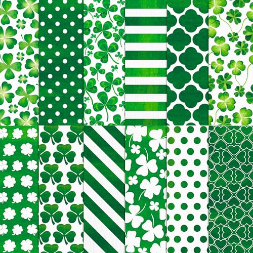 VIVIQUEN Doppelseitiges Papier zum St. Patrick's Day, 30,5 cm, Grün, Glückskleeblatt-Punkt, Sammelalbum, Spezial-Bastelpapier, flach gefaltet für DIY-Hintergrund, Kartenherstellung, Scrapbooking, von VIVIQUEN