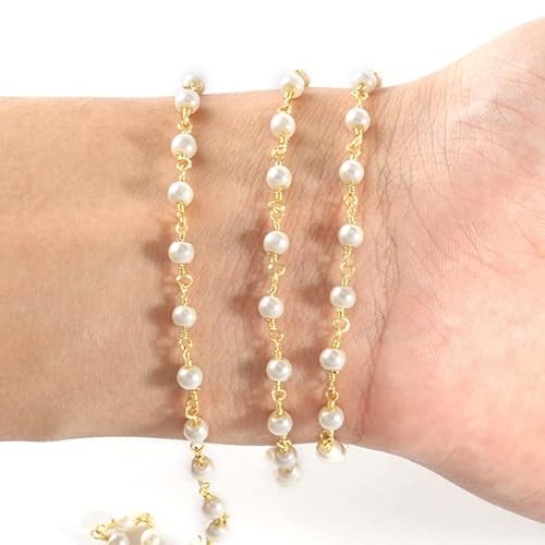 VIXDA 1 Meter Gold Farbe Edelstahl Herz Stern Kristall Perle Perlen Kette für Armbänder Halskette Knöchel Schmuckherstellung DIY Zubehör von VIXDA