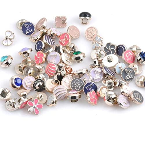 VIXDA 15 Stück 16 Arten Acryl Charming Buttons Hell Vergoldet Bekleidungszubehör DIY Nähzubehör 10~14 mm von VIXDA